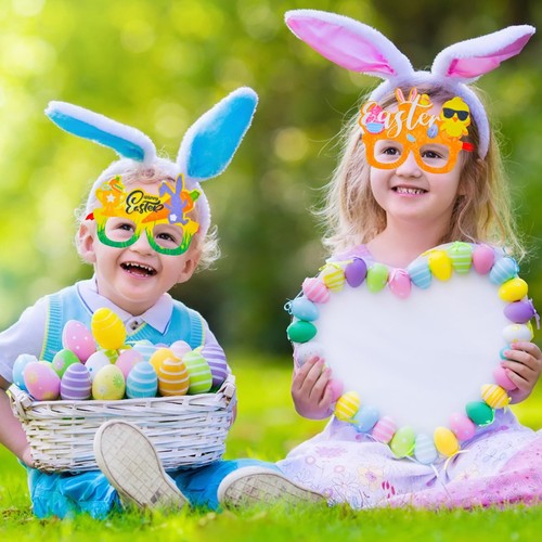 9 Pcs Easter Glasses Party Decor - Glitter Bunny and Egg Sunglasses Frames No... - Picture 4 of 6