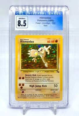 Pokemon Hitmonlee Fossil Unlimited 7/62 Holo CGC NM/MINT+