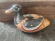 Vintage Large Hand Painted Tonala Mexico Hand Crafted Duck Figurine Pottery 😍