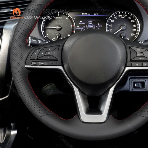 MEWANT Black Artificial Leather Steering Wheel Cover for Nissan Navara 2021-2024 - Picture 4 of 9