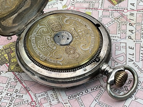 Schild & Cie Hebdomas 8 Days Savonette Silver Niello 1915 Pocket Watch - Picture 10 of 12