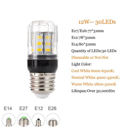E27 E14 LED Mais Birne 5730 SMD 9W 12W 15W 20W 25W 30W 35W Helle weiße Lampe - Bild 4 von 23