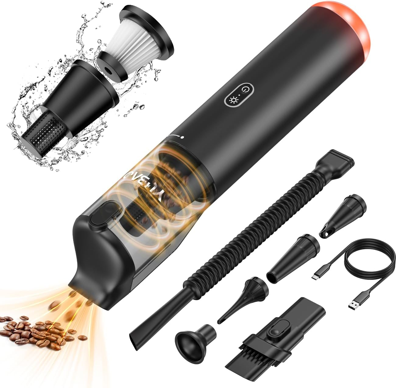 Car Vacuum Portable Cordless Vacuum for Car with 14000Pa Powerful Suction,6 In1