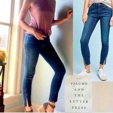 Anthropologie Pilcro Blue Jeans Skinny Mid-Rise Ankle Slit Pants Women's Size 29