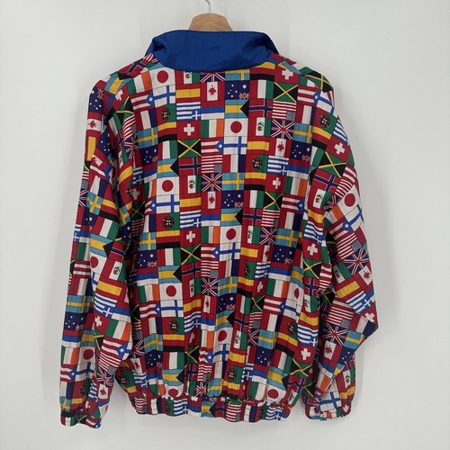 Vintage Solare Sporta Womens Size S Zip Up Windbreaker All Over Country Flags - Picture 5 of 7