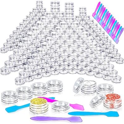 MotBach 100 Pcs 3g Empty Plastic Containers with Lids,Tiny 1.2 x x 0.6 