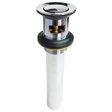 Bathroom Faucet Vanity Sink Metal Pop-Up Drain with Overflow Chrome Finish