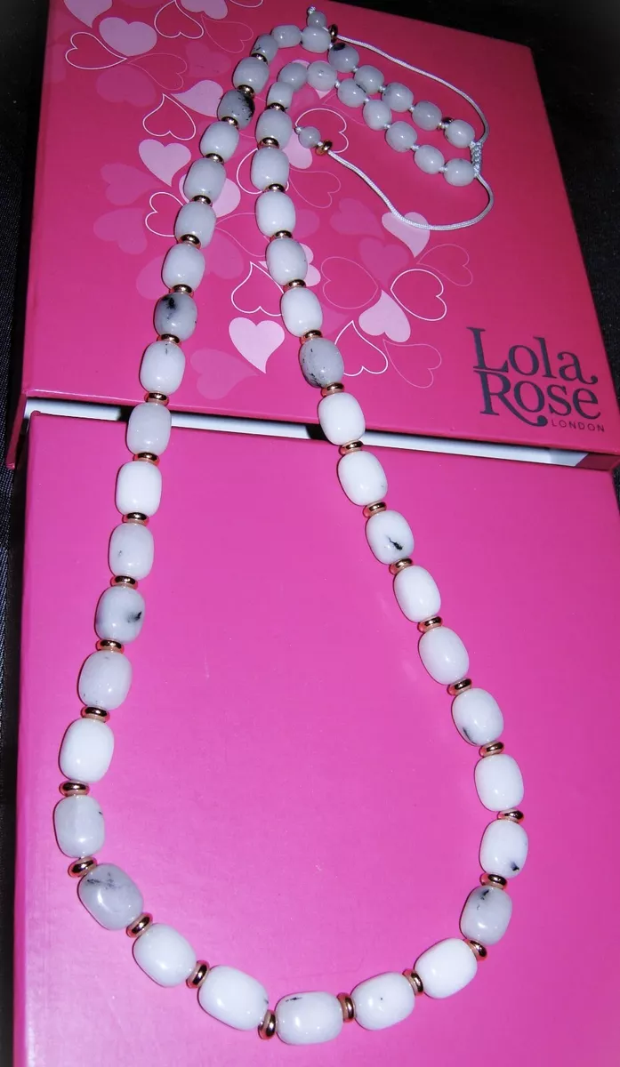 LOLA ROSE *NIKKI & ME* PINK + WHITE + GREEN LONG ADJUSTABLE NECKLACE  27