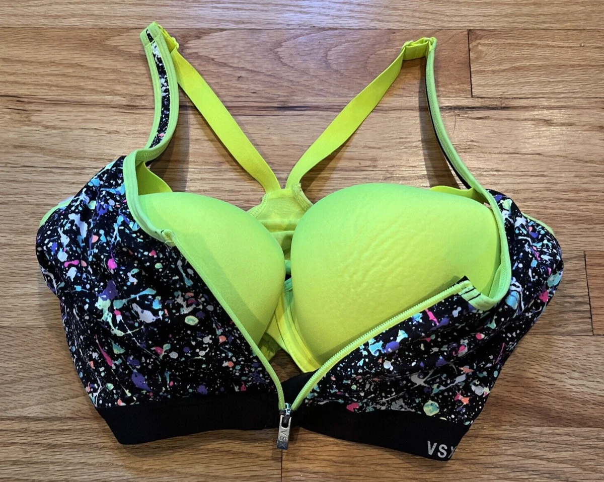 Victoria's Secret VSX Sports Bra Front Zip Underwire Size 32DD