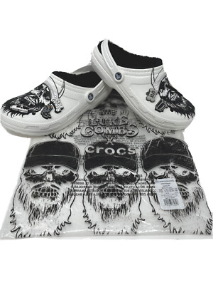 Crocs LUKE COMBS M10 X SKULL Classic Lined Clog White NEW