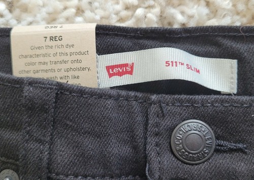 Levi's 511 Slim Stretch Black Jeans Regular Fit 5 Pocket Denim Sz 7 Waist Adjust - Picture 4 of 9