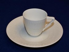 HUTSCHENREUTHER Germany All White Embossed Lines APART Set Coffee Cup & Saucer