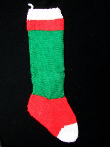 Vintage Hand Knit Christmas Stocking 'Jim' Santa Face ~24" Lined - Picture 2 of 2