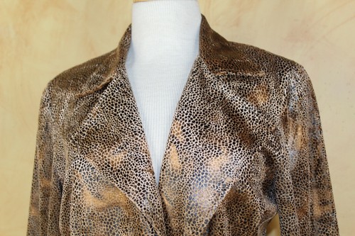 Joseph Ribkoff Exciting Gold Small Animal Print Wrap Buckle Jacket Sz US 8 FR 38 - Picture 2 of 5