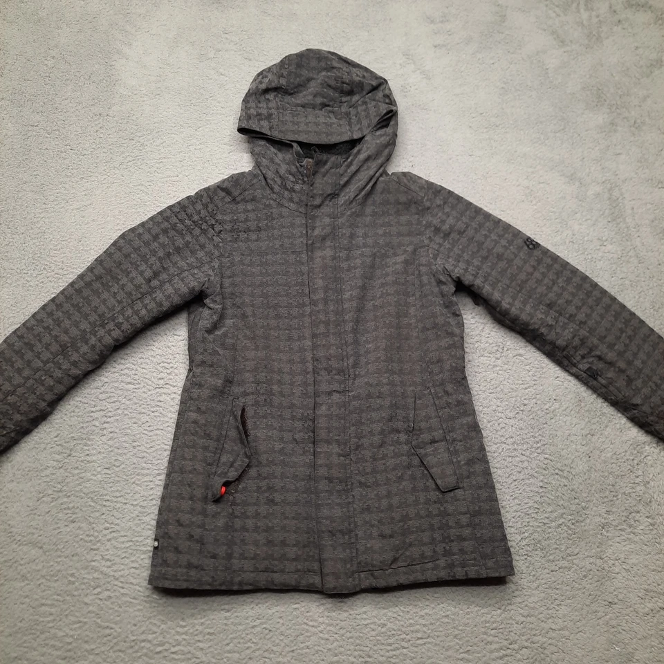686 Manual Snowboard Jacket Women Size Medium Grey Full Zip Hooded Insulated - Image 2 of 4