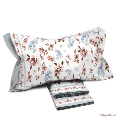 Set Bed Pompea Isotta Sheets Above Under with Corners Pillowcase Blue