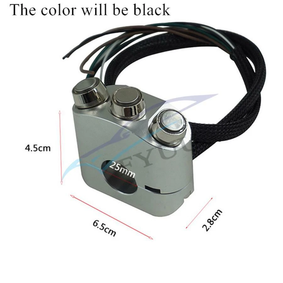CNC 25mm LED Universal Vintage Motorcycle Handlebar Mount Switch Control Button — 第 4/4 张图片