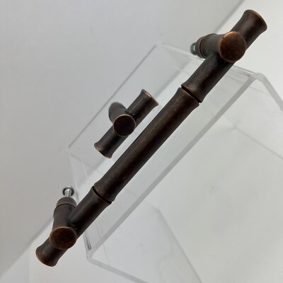 Bamboo Junzi Pull Cabinet FURNITURE Hardware Drawer 6 3/4'' Brushed Copper + Knob
