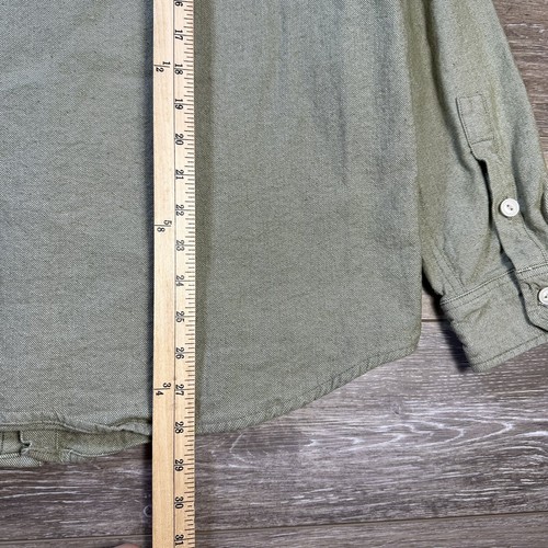 Basic Editions Button Down Shirt Medium Mens Green Thick Long Sleeve Thermal - Picture 9 of 11