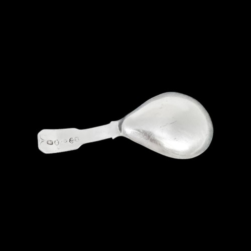 George IV Joseph Willmore sterling silver tea caddy spoon, fiddle thread, 1821 - Bild 5 von 11