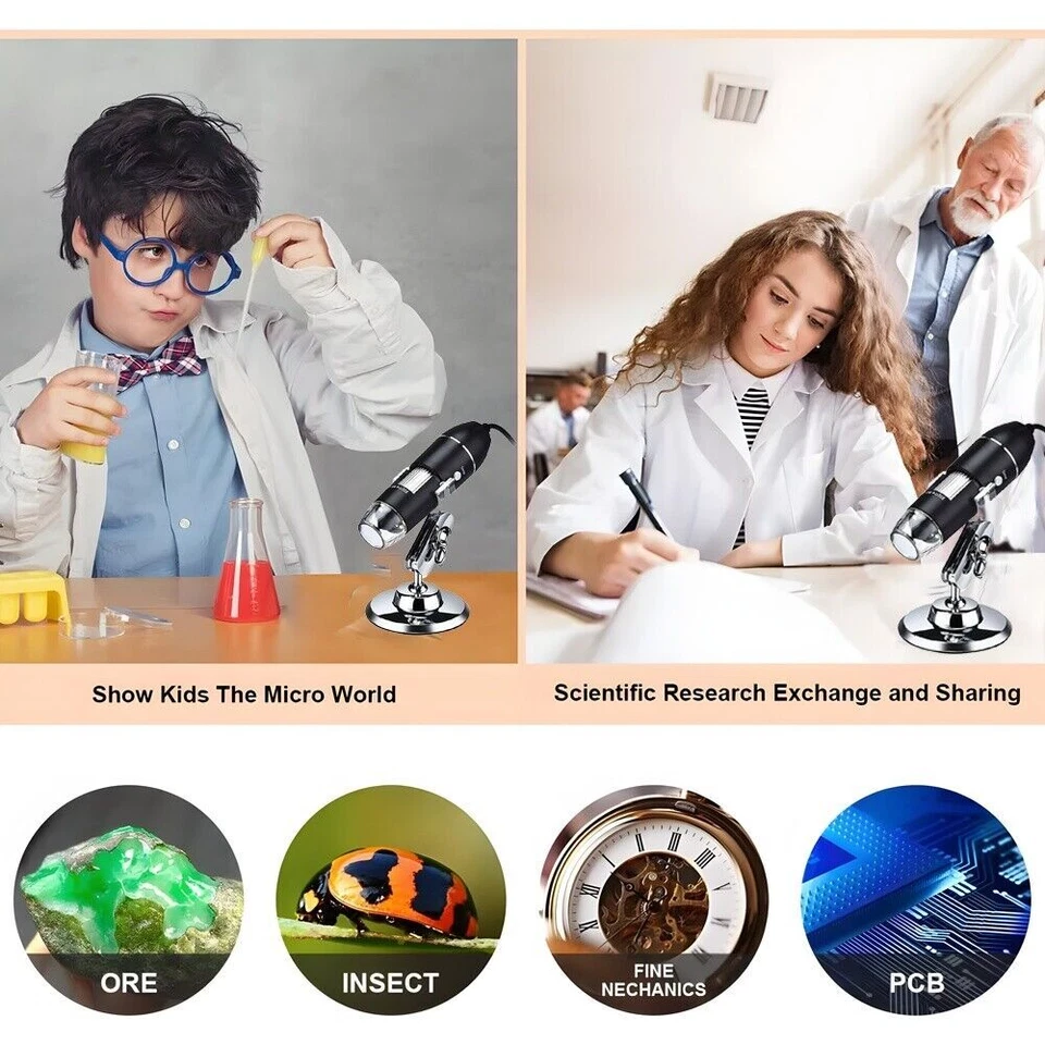 Mini USB Digital Mikroskop Lupe 1600X HD Microscope Kamera 8 LEDs für Handy PC - Bild 4 von 4