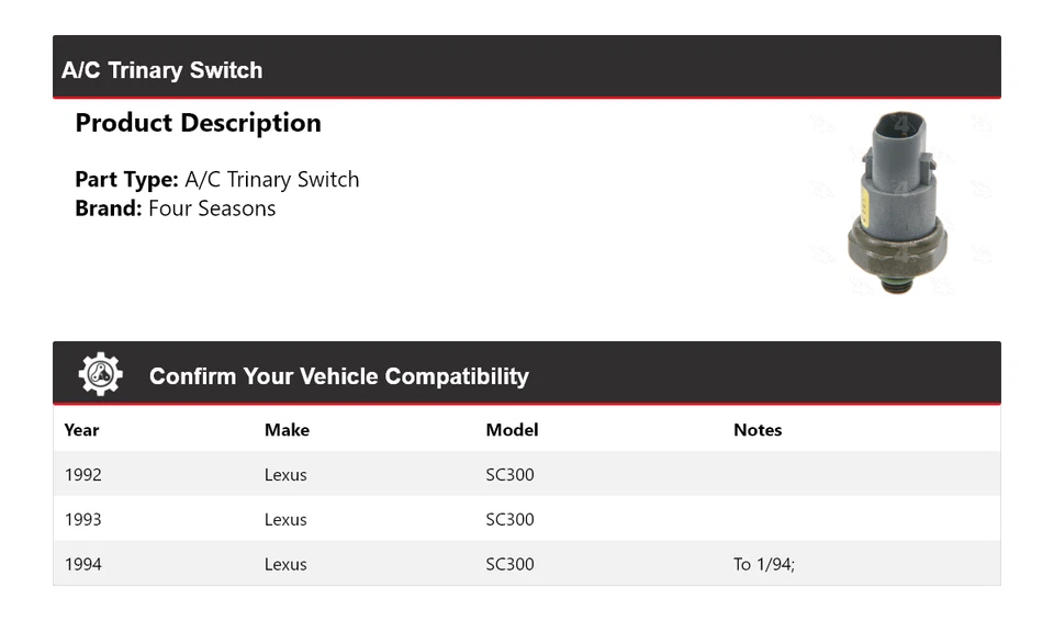 Interruptor trinario de aire acondicionado para Lexus SC300 1992-1994 4 estaciones 1993 Foto 2 de 4