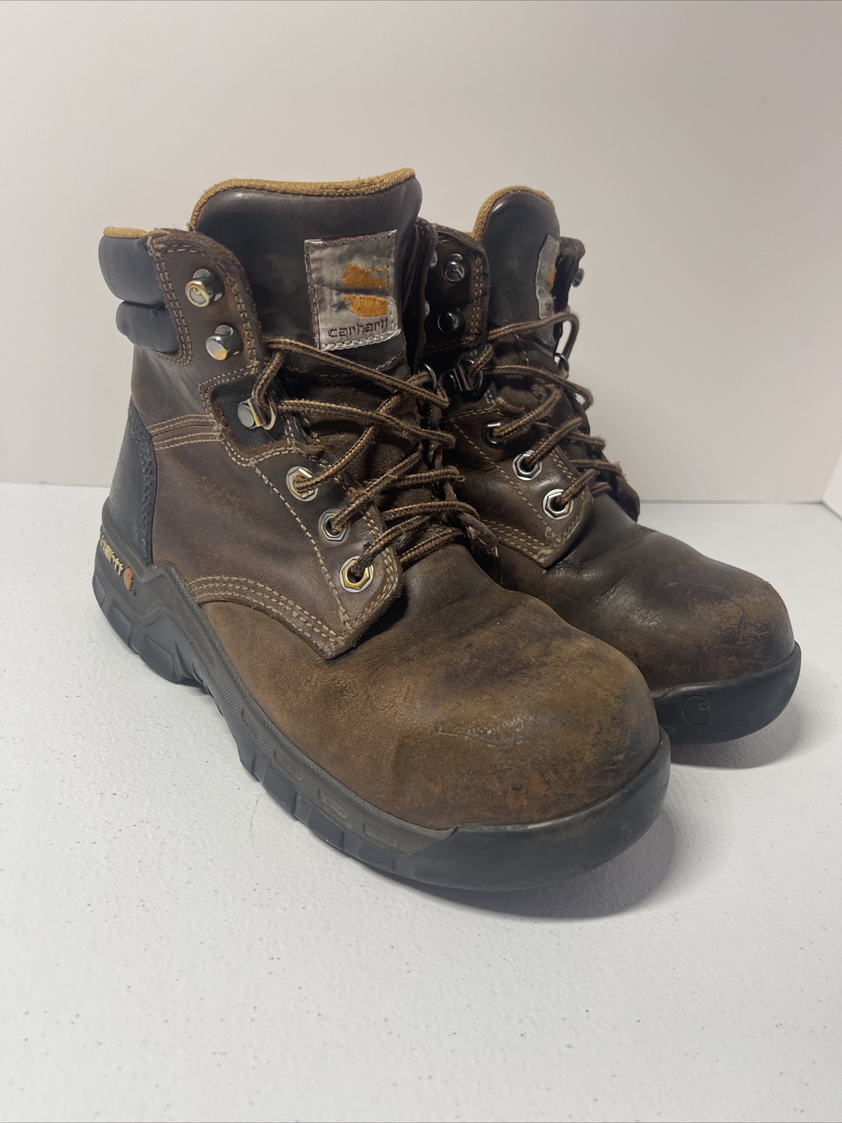 Carhartt Women's CWF 5355 Brown Leather Steel Toe Work Boot Size 6M FLAW