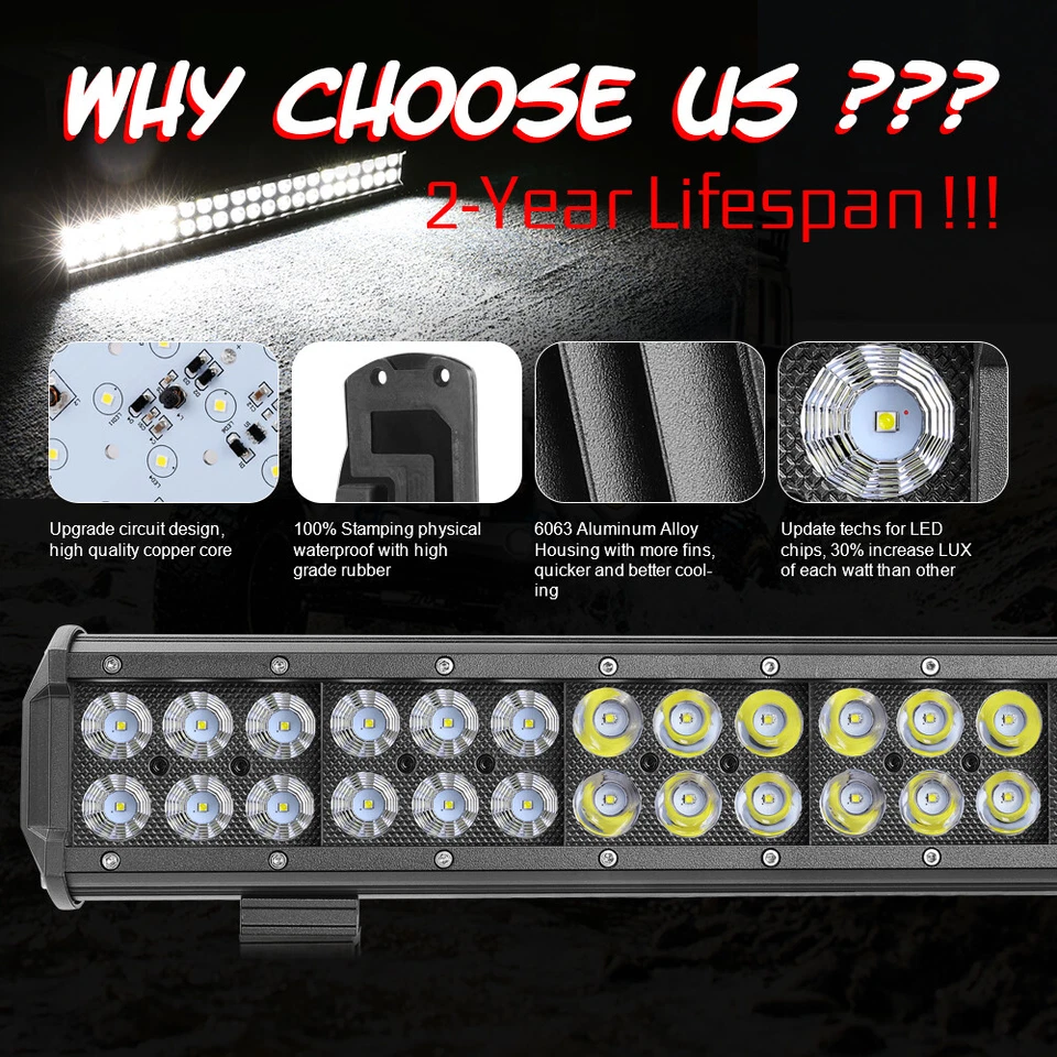 Combo de barra de luz LED de trabajo de 20" para todoterreno ATV Ford F-150 parachoques inferior Foto 3 de 4