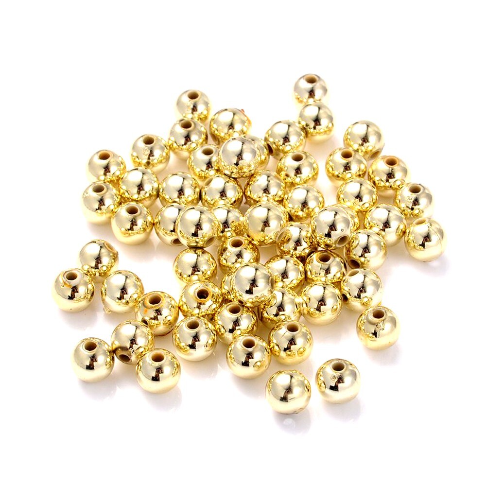Gold Acrylic Spacer Beads 200pcs - 6mm - Metallic Christmas Beads Shiny Bling