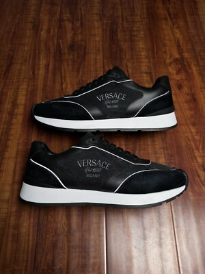 Versace Milano Runner Black Suede Men s Sneakers - Size 46V 13US - SHIPS ASAP