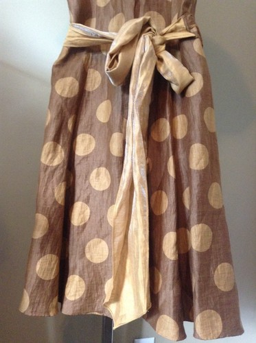 Chetta B Sherrie Bloom Peter Noviello retro gold Polka Dot Wrap Dress Size 8 - Picture 6 of 8