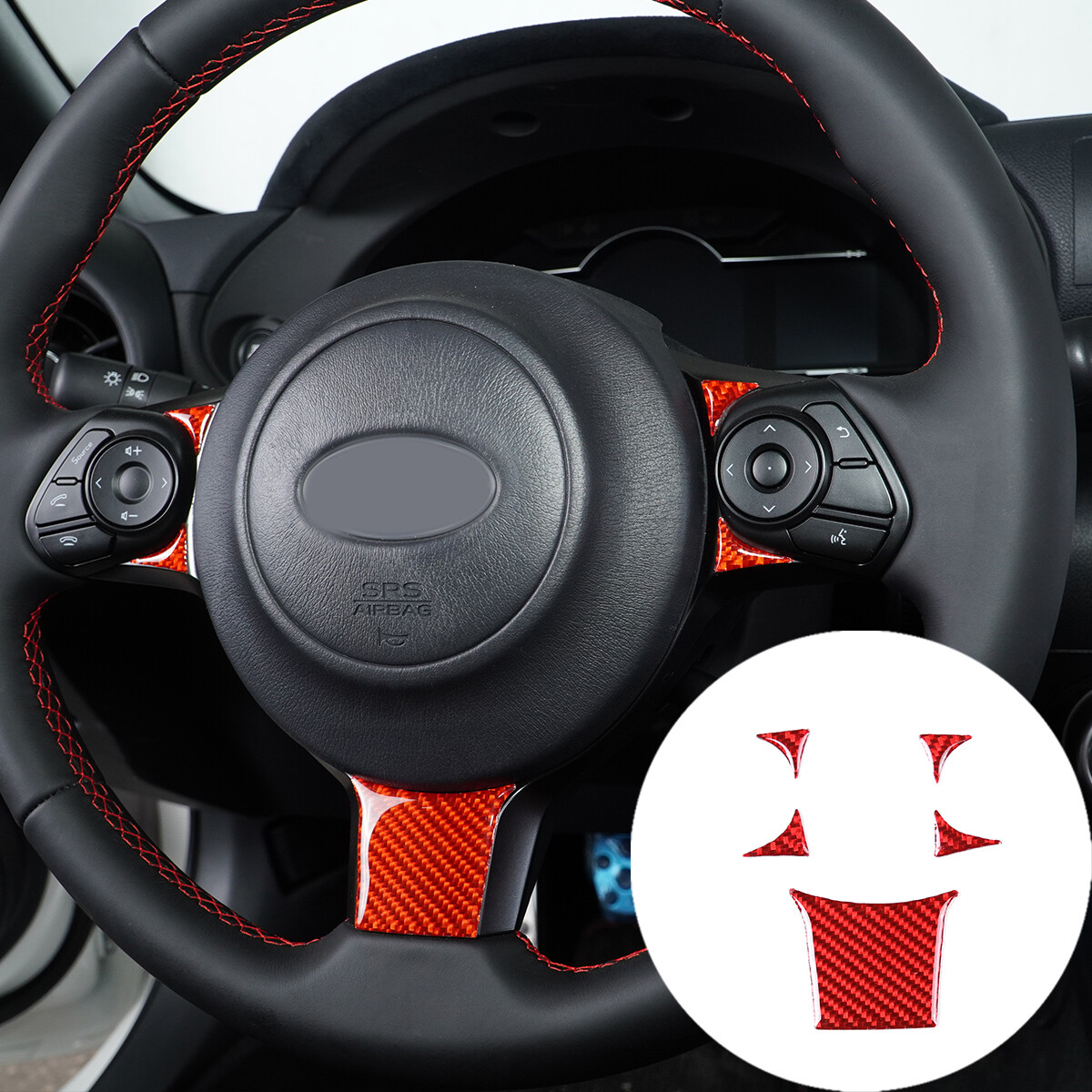 Fit For Subaru BRZ 2022 Real Carbon Fiber Steering Wheel Sticker Trim Red eBay