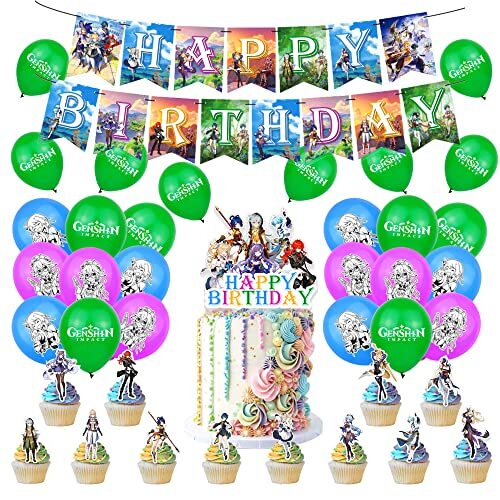 Decorazioni Compleanno Genshin Impact Palloncini Genshin Impact (C1y)