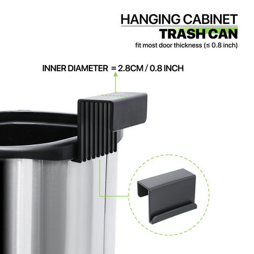 1.5 Gallon Hanging Kitchen Trash Can Garbage Bin Stainless Steel Dustbin w/Lid - 第 8/10 張圖片