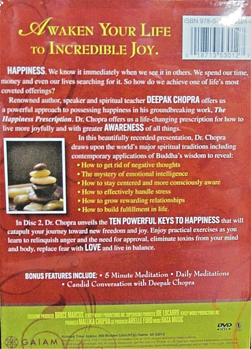 Deepak Chopra: The Happiness Prescription NEW! 2 DVD
