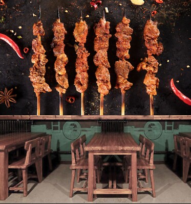 3D Grill Kebab Laden BBQ Q4293 Tapete Wandgemälde Fototapete Selbstklebend Kay