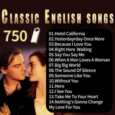 YINFONIC 16GB USB Flash Drive with 750 Classic English song car Music nostalgic gold hit