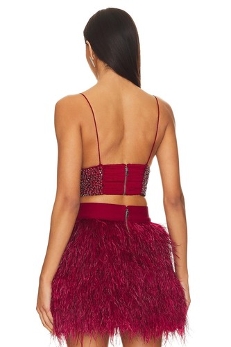 Alice + Olivia Carli Crystal Embellished Bra Top Merlot Red Women SZ 12 NWT $695 - Picture 9 of 12