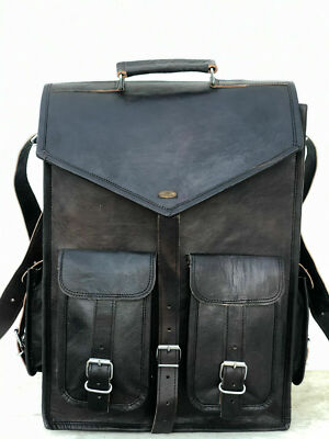 2 IN 1 Men Leather Backpack Satchel School Shoulder Rucksack Laptop CrossbodyBag