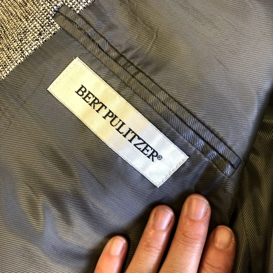 Abrigo Deportivo De Colección Bert Pulitzer Gris 100% SEDA TWEED Chaqueta Tropical Island Blazer Foto 4 de 4