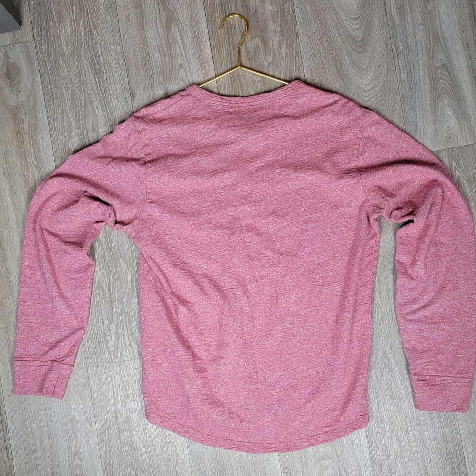 Bonobos Henley Long Sleeve Pullover Shirt Standard Fit Red Cotton Mens