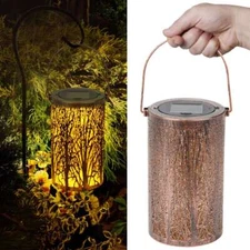 Solar Waterproof Lantern Hanging LED Light Yard Outdoor Garden Flame Lamp Decor