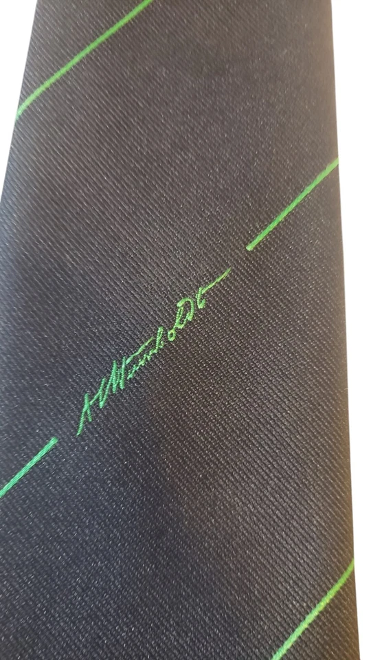 Corbata de cuello vintage Alexander von Humboldt-Stiftung para hombre rayas negras verdes rara Foto 2 de 4