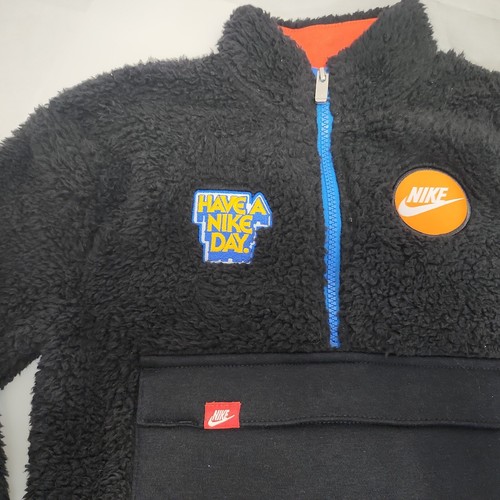 New Nike Black Sherpa Fleece Half Zip Sweatshirt Toddler Size 6 Boys - Picture 4 of 6