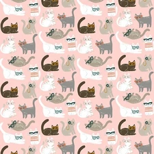 Feline Drive Fabric VANITY FUR Pink Dear Stella - Fat Quarter (18"x 22") FQ