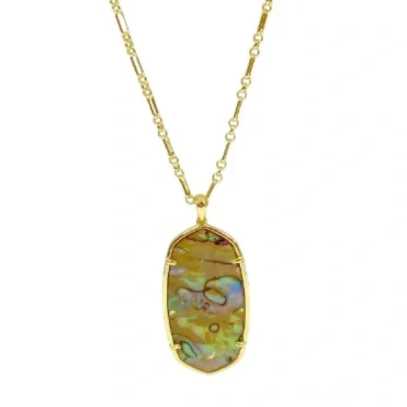 Collar Colgante Largo Kendra Scott Facetado Reid Blanco Abulón De Colección. Foto 2 de 4