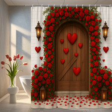 Romantic Red Floral Shower Curtain for Home Decor