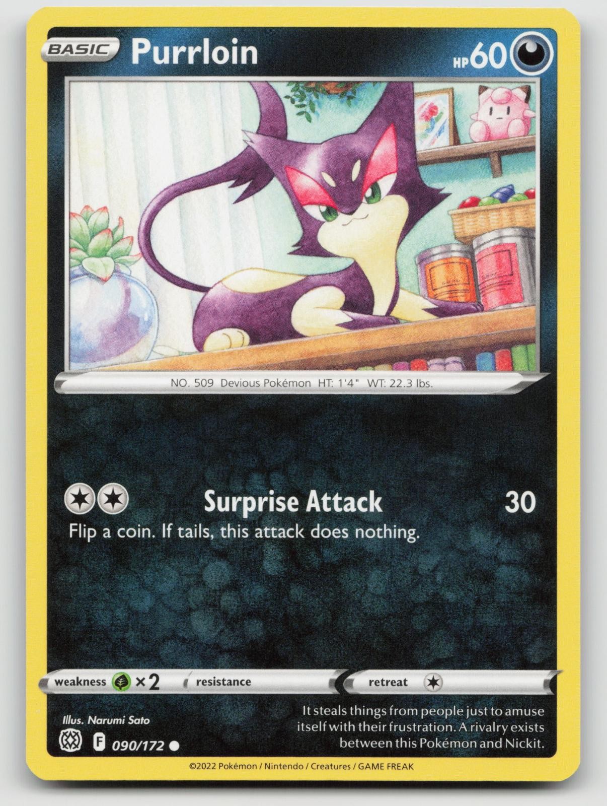 Purrloin 090/172 Brilliant Stars Common Pokemon NM/M