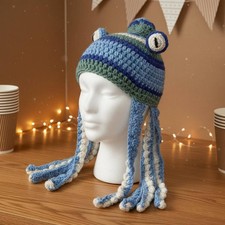 Tintenfisch M&uuml;tze lustiges Geschenk geh&auml;kelt Tentakel Beanie Streich Kopfbedeckung zum Skifahren, Erwachsene