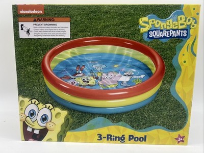 New Nickelodeon SpongeBob SquarePants 3-Ring Inflatable Pool 45'' Age3+ FreeS&H